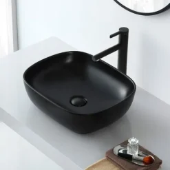 UMYWALKA NABLATOWA CERAMICZNA CZARNA MATOWA 46x32 REBIKO