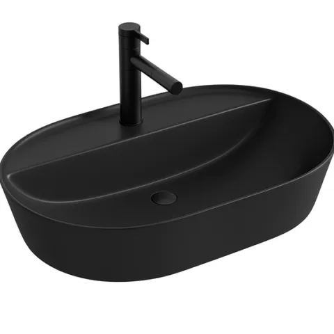 Umywalka nablatowa czarna 60 cm