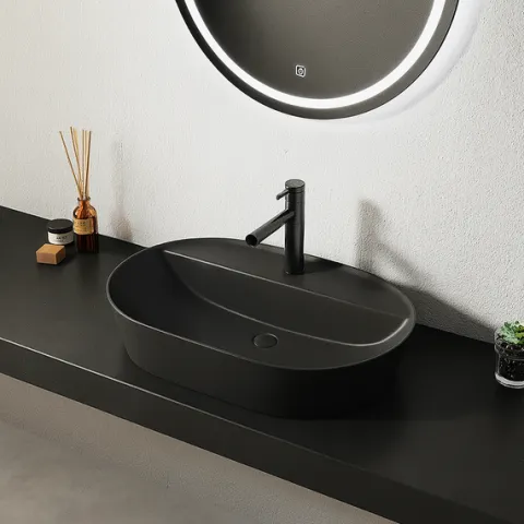 Umywalka nablatowa czarna 60 cm