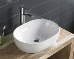 Umywalka Nablatowa Owalna Biała Rea Amelia White 48 cm