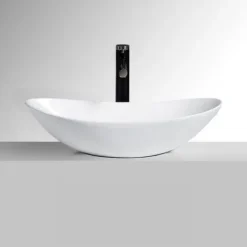 UMYWALKA NABLATOWA OWALNA CERAMICZNA BIAŁA STAWIANA NA BLAT OWAL