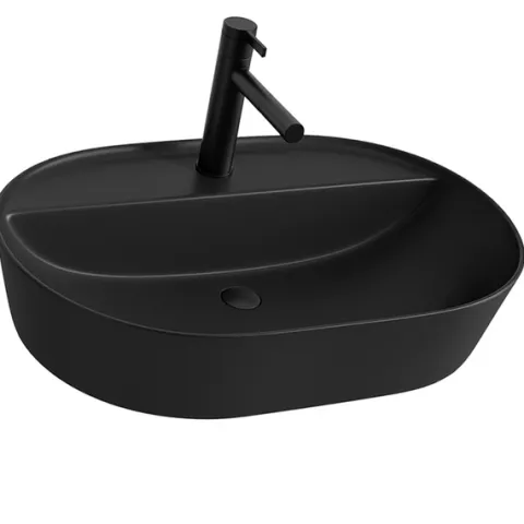 UMYWALKA NABLATOWA OWALNA CERAMICZNA CZARNA STAWIANA Z OTWOREM DUŻA 60 CM