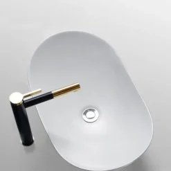 UMYWALKA NABLATOWA OWALNA CERAMICZNA BIAŁA STAWIANA NA BLAT OWAL POŁYSKOWA