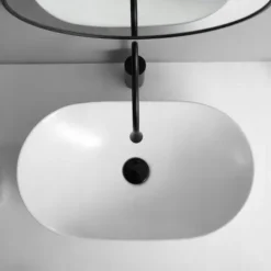 UMYWALKA NABLATOWA OWALNA CERAMICZNA BIAŁA STAWIANA NA BLAT OWAL POŁYSKOWA