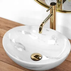 Umywalka Nablatowa Owalna Marmurowa Biała Ceramiczna Rea Sofia Marble 41 cm