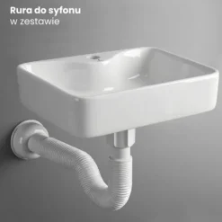 Umywalka Nablatowa Prostokątna Ceramiczna 47 cm Biała