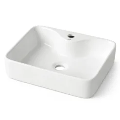Umywalka Nablatowa Prostokątna Ceramiczna 47 cm Biała