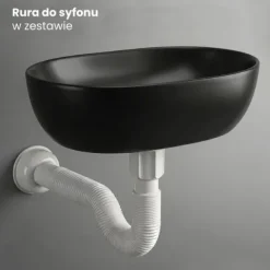 Umywalka Owalna Nablatowa Ceramiczna 49 cm Stawiana Czarna Matowa ELIPSE