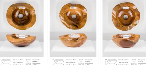 Umywalka tekowa drewniana 30 cm brązowa do łazienki