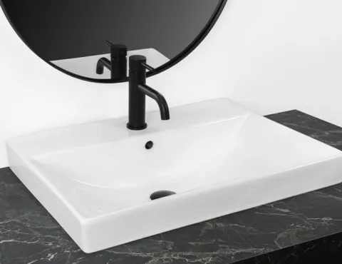 UMYWALKA WPUSZCZANA CERAMICZNA BIAŁA PROSOTKĄTNA REA MANDY 60