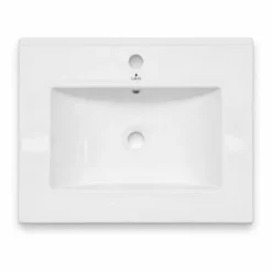 Umywalka Wpuszczana w Blat Ceramiczna Prostokątna 61 cm Biała Połysk NORDIS