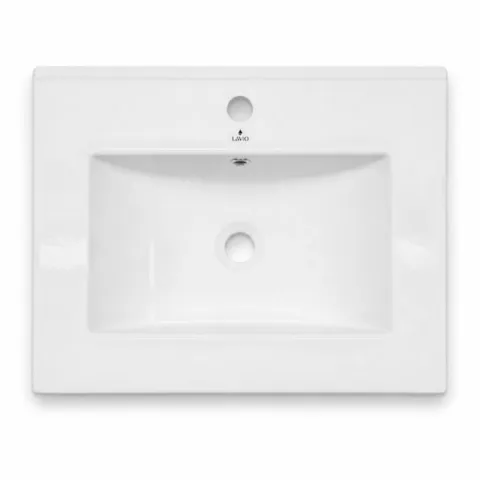 Umywalka Wpuszczana w Blat Ceramiczna Prostokątna 61 cm Biała Połysk NORDIS