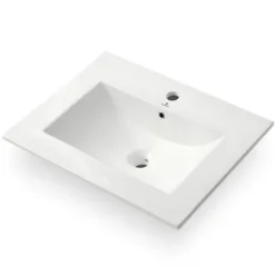 Umywalka Wpuszczana w Blat Ceramiczna Prostokątna 61 cm Biała Połysk NORDIS