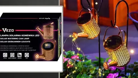 Vezo lampa solarna ogrodowa konewka led wbijana dekoracyjna girlanda 80cm