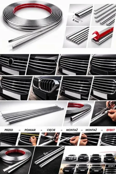 Volkswagen Caddy Van (III, 04-15) - Listwy CHROM na grill atrapa Tuning