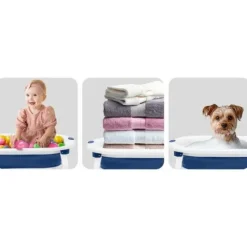 Wanienka składana dla dzieci, niemowląt z wkładką Ricokids RK-286 biało-niebieska