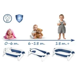 Wanienka składana dla dzieci, niemowląt z wkładką Ricokids RK-286 biało-niebieska