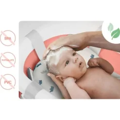Wanienka składana dla dzieci, niemowląt ze stelażem, termometrem i wkładką Ricokids RK-287 biało-niebieska