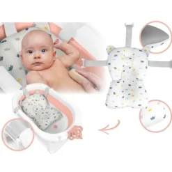Wanienka składana dla dzieci, niemowląt z wkładką Ricokids RK-286 biało-różowa