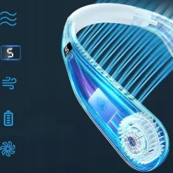 WENTYLATOR NA SZYJE WIATRAK KLIMATYZATOR BEZPRZEWODOWY 6 GODZIN 3000 mAh