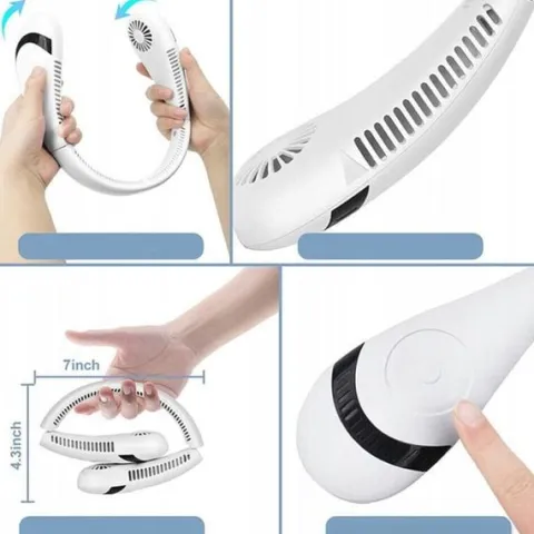 WENTYLATOR NA SZYJĘ REGULOWANE 3 POZIOMY DO PODRÓŻY I BIURA 5000MAH