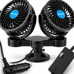 WIATRAK WENTYLATOR TURBO X2 SAMOCHODOWY PODWÓJNY 12V MOCNY PRZYSSAWKA