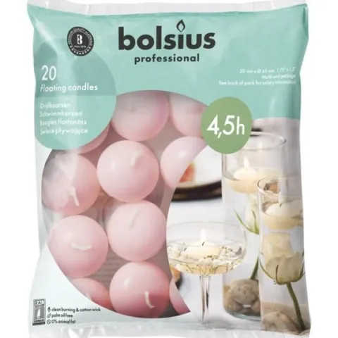 Świece pływające Bolsius BAG 4,5h 20 sztuk mglisty róż