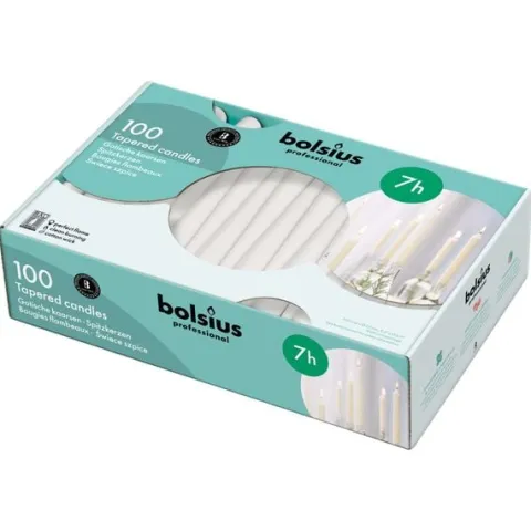 Świece stołowe Bolsius Szpica 240/23 100 sztuk białe