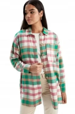 WIELOKOLOROWA FLANELOWA KOSZULA W KRATĘ BAWEŁNA DEFACTO L/XL
