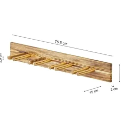 WIESZAK UCHWYT NA NARTY DREWNIANY OPALANY 4 PARY 75,5 CM