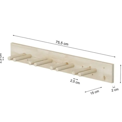 WIESZAK UCHWYT NA NARTY 4 PARY DREWNIANY 75,5 CM
