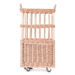Wiklinowy Kosz na Bagietki na kółkach 35x26 H60 cm