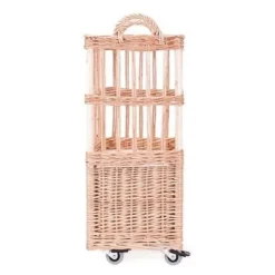 Wiklinowy Kosz na Bagietki na kółkach 35x26 H60 cm