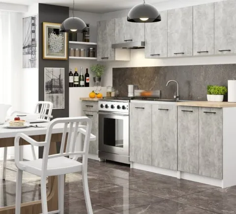 WISZĄCA SZAFKA KUCHENNA OKAPOWA OLIWIA W 60cm BIAŁA/BETON