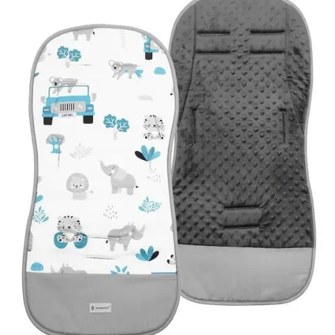 Wkładka do wózka spacerowego 37x78 cm dwustronna, mata do wózka spacerowego, zwierzątka