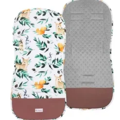 Wkładka do wózka spacerowego 37x78 cm dwustronna, mata do wózka spacerowego, zwierzątka/liście