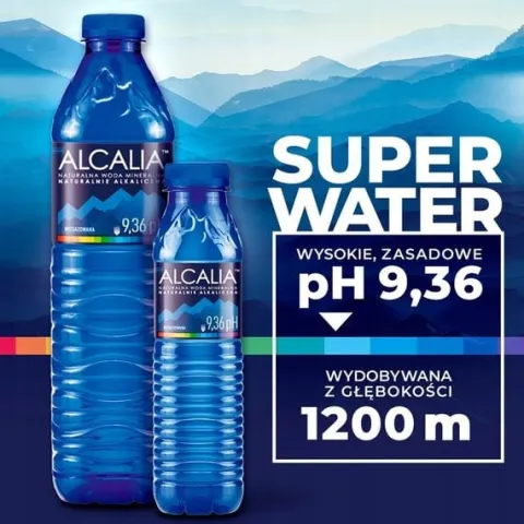Woda Alkaliczna Alcalia pH 9,36 SUPERWATER 12x1l