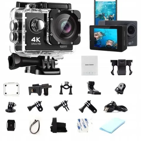 WODOODPORNA KAMERA 4K HD WIFI SPORTOWA GO PRO + BEZPŁATNE 17AKCESORIÓW