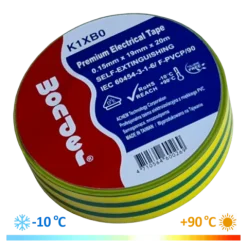 WONDER TAŚMA K1XB0 0,15mm/19mm/20m ŻÓŁTO-ZIELONA, PREMIUM VDE MROZOODPORNA