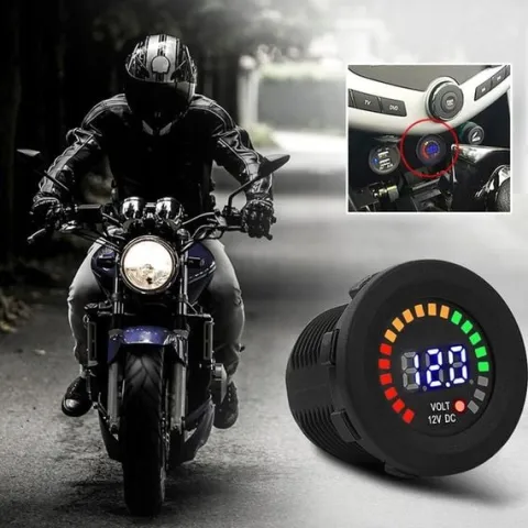 WSKAŹNIK AKUMULATORA MIERNIK NAPIĘCIA NAŁADOWANIA ŁODZI MOTOCYKLA TEST 12V