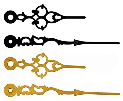 Wskazówki do mechanizmu zegara retro 68/98mm złote - 1 godz. + 1 min.