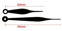 Wskazówki do mechanizmu zegara wektor 63/93mm czarne
