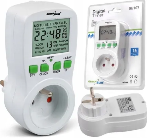 WYLACZNIK BOJLER PROGRAMATOR CZASOWY CYFROWY TIMER 3680W GreenBlue GB107