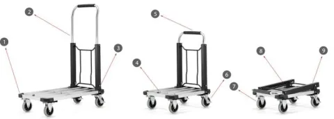 Wózek magazynowy transportowy składany aluminiowy 150kg