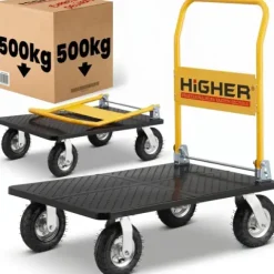Wózek magazynowy transportowy platformowy składany HIGHER PRO 500 kg