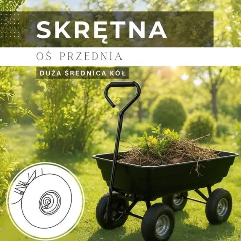 Wózek ogrodowy transportowy metalowy 250kg z funkcją wywrotki, czarny
