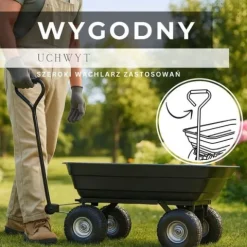 Wózek ogrodowy transportowy metalowy 250kg z funkcją wywrotki, czarny