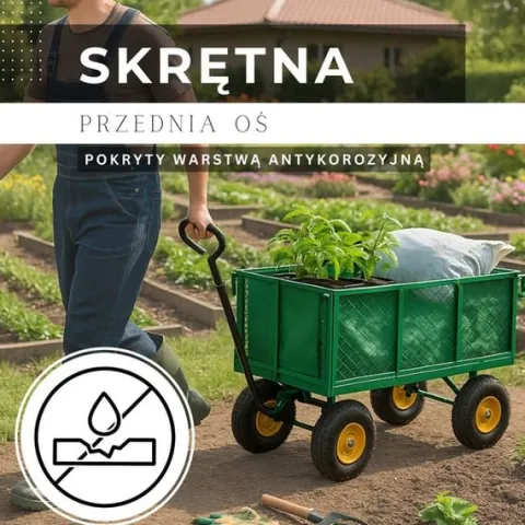 Wózek ogrodowy transportowy metalowy 400 kg zielony