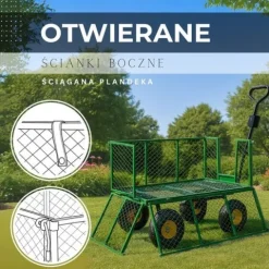 Wózek ogrodowy transportowy metalowy 400 kg zielony