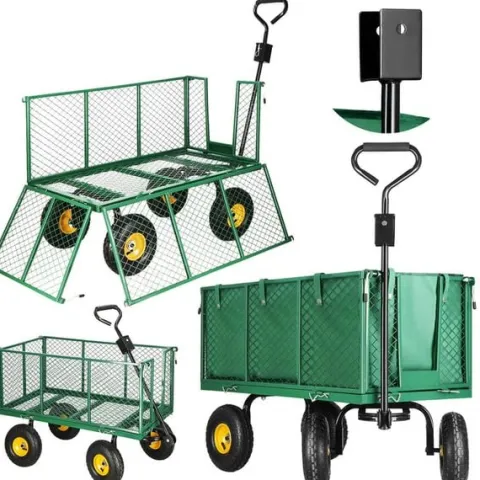 Wózek ogrodowy transportowy metalowy 400 kg zielony
